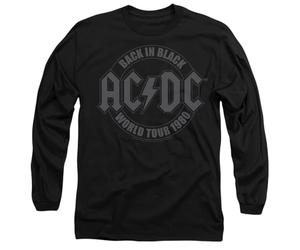AC/DC Tour Emblem Mens Long Sleeve T Shirt, Black, Small