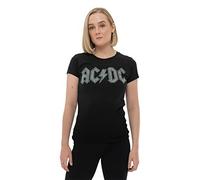 ACDC Women's AC/DC Rhinestone T-Shirt, Black (Black Black), 10 (Manufacturer Size: Medium)