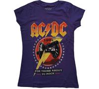 AC/DC T Shirt for Those About to Rock 81 Official Womens Skinny Fit Purple M