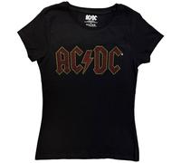 AC/DC T-Shirt Full Colour Diamante Logo – Official Women's Skinny Fit Black XL