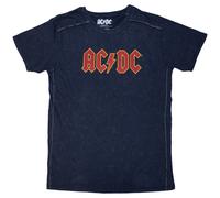 AC/DC Band Logo Snow Wash T-Shirt in Navy | Size: Large AC/DC Navy L