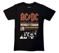 AC/DC T Shirt Wembey 1979 Live Band Logo Official Eco Unisex Black L