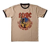 AC/DC Ringer T-Shirt Let There Be Rock Tour '77 Eco Unisex Sand XL Official