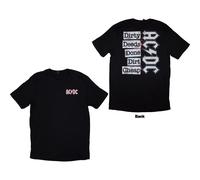 AC/DC Unisex T-Shirt: Mini Logo / Dirty Deeds (Back Print) (Large)