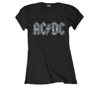 AC/DC Voltage Diamonte Band Logo Skinny Fit T Shirt