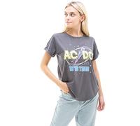 AC/DC Women's 1978 Tour T Shirt, Charcoal, 12 UK