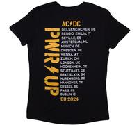AC/DC Women's Angus Triangle PWR UP EU Tour 24 T-Shirt in Black | Size: Small AC/DC Black S