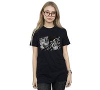 AC/DC Women's Badges & Posters Collection Cotton Boyfriend T-Shirt in Black | Size: Medium AC/DC Black M
