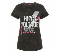 AC/DC Womens Black Slogan Text With Band Logo Short Sleeved T-Shirt - Large