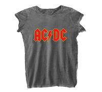 AC/DC Women's Burnout Logo T-Shirt in Charcoal | Size: Medium AC/DC Charcoal M