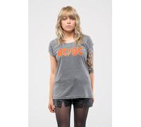 AC/DC Women's Classic Band Logo Burn Out T-Shirt in Grey | Size: Large AC/DC Grey L