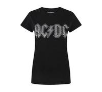 AC/DC Women's Diamante Logo T-Shirt in Black | Size: Large AC/DC Black L