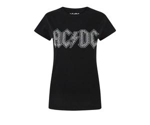 AC/DC Women's Diamante Logo T-Shirt in Black | Size: Small AC/DC Black S