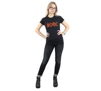 AC/DC Women's Distressed Logo Cotton T-Shirt in Black | Size: XL AC/DC Black XL