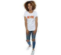 AC/DC Women's Distressed Logo Cotton T-Shirt in White | Size: Large AC/DC White L