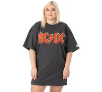 AC/DC Womens Grey Logo Oversized Short Sleeved T-Shirt - Small
