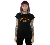 AC/DC Women's High Voltage Collegiate Cotton T-Shirt in Black | Size: 2XL AC/DC Black 2XL