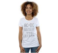 AC/DC Women's Just Keep On Breaking The Rules Cotton T-Shirt in White | Size: Small AC/DC White S