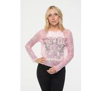 AC/DC Women's Plug Me In Long Sleeve Mesh Crop Top in Pink | Size: XS AC/DC Pink XS