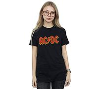 AC/DC Women's Red Logo Boyfriend Fit T-Shirt Black Medium