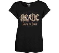 AC/DC Women's Rock Or Bust T-Shirt in Black | Size: Large AC/DC Black L