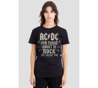 AC/DC Women's Salute T-Shirt, Black | Size: Medium AC/DC Black M