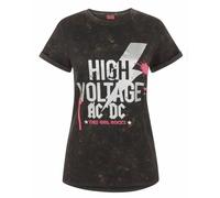 AC/DC Women's Slogan Text With Band Logo Short Sleeved T-Shirt | Black | Officially Licensed Merch | Size: Small AC/DC Black S