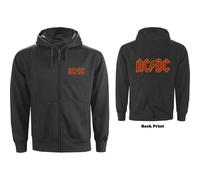 AC/DC Zipped Hoodie: Logo (Back Print) OFFICIAL NEW