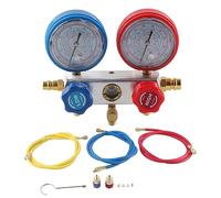 AC Diagnostic Manifold Gauge Set Professional 3 Way Refrigerant Charging Tool Kit for R410A R22 R404 Universal Fit with 3 Hoses 7 Accessories Solid Aluminum PVC Durable Plastic
