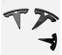 AC-Digital Tesla Model 3 2019-2021-2022-2023 Set of 3 Current Front Rear Streeing Wheel Emblem Logo Decals Full Cover Trim Material Designed for Tesla Model Y 3 Accessories (Model Y - Glossy Black)