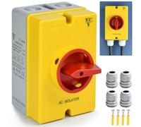 AC Disconnect Switch 20Amp 4-Pole Isolator Switch 690V AC 2-Positions IP66 Waterproof Isolation PV On-Off Rotary