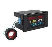 AC Display Meter 80-300V 100A Voltage Current Power Factor Frequency Electric Energy Monitor Ammeter Voltmeter Multimeter Tester 110V 220V Digital Color LCD Volt Amp Watt Detector Reader Panel