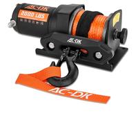 AC-DK 12V 2000-lb. ATV/UTV Electric Winch, Off-Road Synthetic Rope Winch for Trailer Boat RV Towing Winches, ATV/UTV Winch with Big Yellow Wired Remote and Winch Mounting Plate