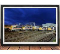AC Electric Locomotives Framed Print, Railway Gifts, Intercity 47828, 86101, 87002, 89001, 90001, 90002. Railwayana, Poster. British Rail. Locomotive Services. (Black, 43cm x 33cm, Framed)