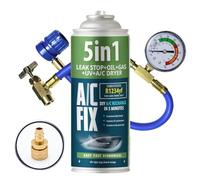 AC FIX 5-in-1 - R1234yf + Hose + Adapter Refrigerant for Car Air Conditioning with Oil, Sealant, UV Dye, Desiccant - Quick Application - Protects the Compressor