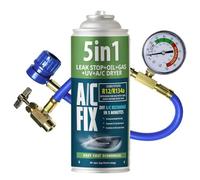AC FIX 5-in-1 - R134a + Hose, 235g Refrigerant for Car Air Conditioning with Oil, Sealant, UV Dye, Desiccant - Quick Application - Protects the Compressor