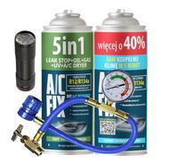 AC FIX 5-in-1 - R134a + R134a XL + Hose + Flashlight, 470g Refrigerant for Car Air Conditioning with Oil, Sealant, UV Dye, Desiccant - Quick Application - Protects the Compressor