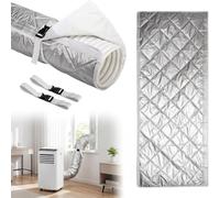 AC Hose Insulation Sleeve, Portable Air Conditioner Hose Insulation Cover, Thermal Reflective Waterproof Pipe Wrap with 2 Adjustable Straps, 150mm (5.9") Diameter, 150cm, Indoor Outdoor Use