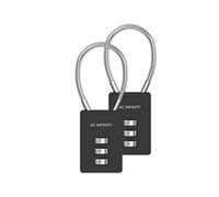 AC Infinity 3-Digit Combination Lock, 2-Pack Heavy-Duty Zinc Alloy Padlock with Steel Wire Cable for Grow Tents, Greenhouses, and Sheds