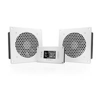 AC Infinity AIRPLATE T8 White, Quiet Cooling Dual-Fan System 16cm with Thermostat Control, for Home Theater AV Cabinets, 6-Inch