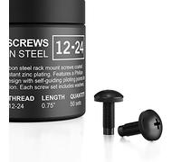 AC Infinity Carbon Steel 12/24 Rack Screws and Nylon Washers. 50-piece set for equipment server racks, enclosures, and cabinets.