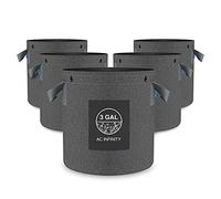 AC Infinity Heavy Duty Fabric Pots, 3 Gallon Aeration Reusable Grow Bags 5-Pack with 500G Thick Nonwoven Fabric and Multi-Purpose Rings, for Low Stress Plant Training Fruits, Vegetables, and Flowers
