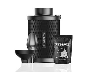 AC Infinity Refillable Carbon Filter Kit 100mm with Additional Refill, Odor Removal Air Scrubber For 100mm Inline Fan and Ducting, Reusable Charcoal Filter for Grow Tent Grow Room Hydroponics, 4-Inch