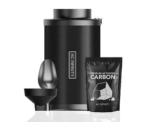 AC Infinity Refillable Carbon Filter Kit 150mm with Activated Carbon Refill | Odor Removal Air Scrubber For 15cm Inline Fan and Ducting, Reusable Charcoal Filter for Grow Tents, Grow Rooms, Hydroponics