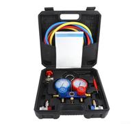 AC Manifold Gauge Set 3 Valve R410A R22 R404A Brass 5ft Hoses Case | Refrigeration Manifold Gauge Set, R410A R22 R404A Brass Fittings, 5ft 6000 PSI Hoses Quick Connect Case Auto, for hd Pro