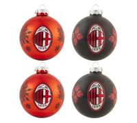 AC Milan Christmas Baubles, Set of 4 Decorative Baubles for Christmas Tree