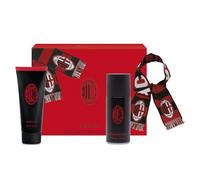 AC Milan Gift Set - Deodorant 150ml + Shower Gel 200ml + Official Scarf | Woody & Spicy Fragrance | Sporty & Intense Perfume | Cedarwood, Musk & Amber Scent | Male Body & Skin Care Combo