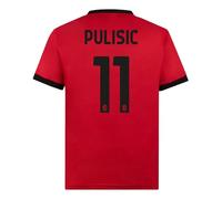 AC Milan Maglia Replica Stadio Rafa Leão 19 Home Official Football Jersey 2023/24, Red/Black (Pulisic 11), XL