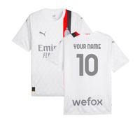 AC Milan Men's Mens 2023 2024 Away Shirt Your Name in White | Size: XL AC Milan White XL