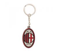 AC Milan Official Metal Football Crest Keyring (One Size) (Red/White)